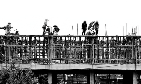 silhouette labor working constructのeditorial素材