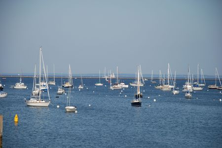 Harbor view of Rockland Harbor during Lobsterfestの写真素材