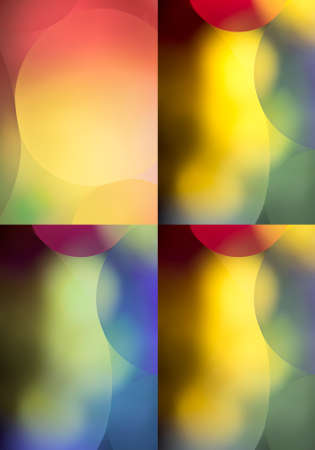 Collage of 4 Multi colored backgrounds with circlesの写真素材