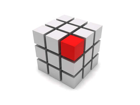 3D boxes forming a big cubeの写真素材