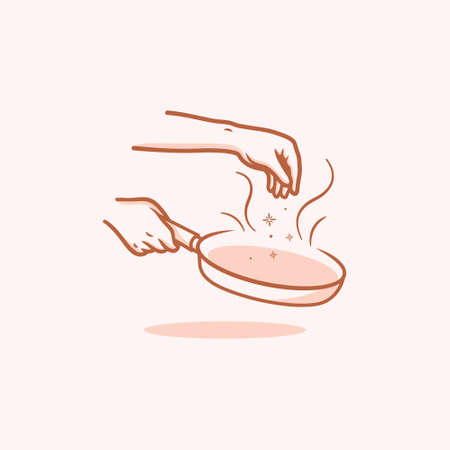 elegant, modern vintage  with the shape of someone cooking.のイラスト素材
