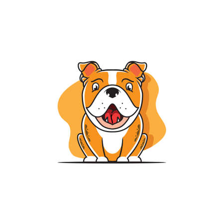 cute, simple puppy bulldogのイラスト素材