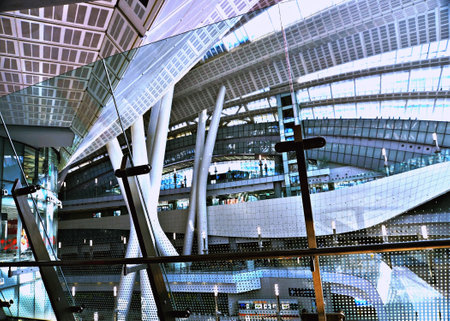 Hong Kong - Interior of modern office building in Hong Kong International Business Center.の写真素材