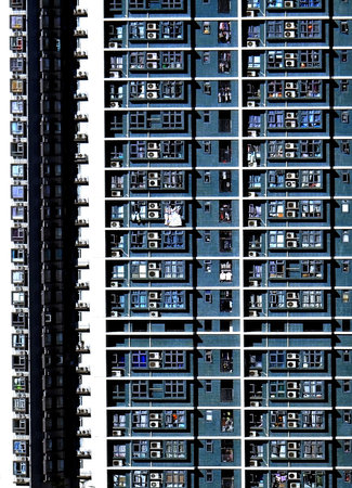 Macau - Aerial view of a high rise apartment buildingの写真素材