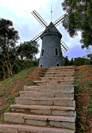 Old windmill in the jungleの写真素材