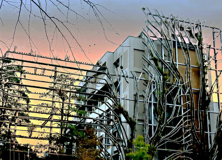 TAiwan - Modern architecture in the city. Urban landscape with buildings and trees.の写真素材