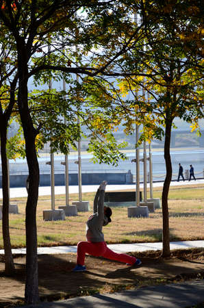 Morning exercise in the parkのeditorial素材