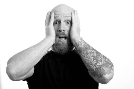 man devastated sad isolated on white backgroundの写真素材