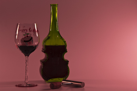 bottle of wine glass of wineの写真素材