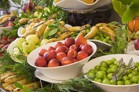 tropical fruit on open buffet in hotel