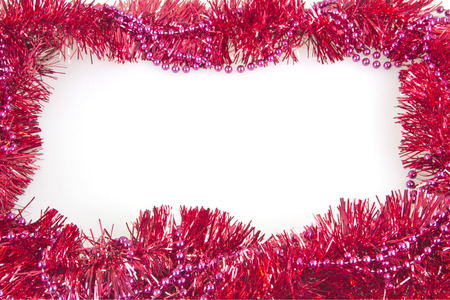 garland colorful christmas decoration frame isolated on white backgroundの写真素材