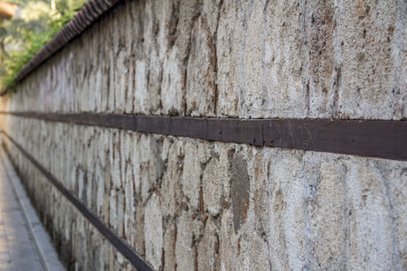 old ancient wall of building in old town of Antalyaの写真素材
