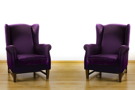 two purple couch isolated on white backgroundの写真素材