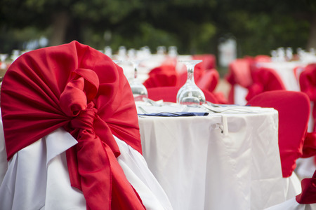 summer wedding table settingの写真素材