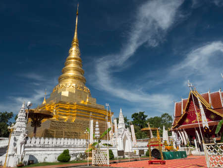 Pagoda in Wat Phra That Chae Haeng Phu Phiang, the grand temple in Nan province, Thailand,Asianの写真素材