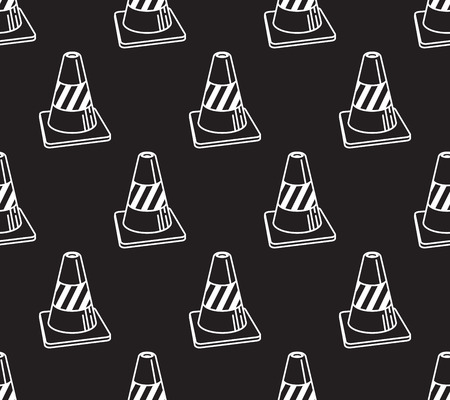 Traffic cones seamless pattern Black illustration vector wallpaper / backgroundのイラスト素材