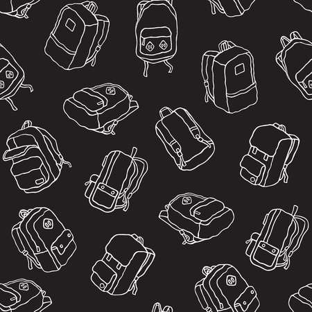 Backpack bag school bag doodle vector seamless pattern isolated wallpaper background blackのイラスト素材