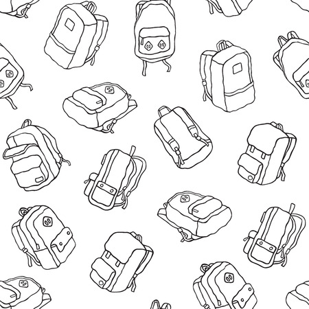 Backpack bag school bag doodle vector seamless pattern isolated wallpaper backgroundのイラスト素材