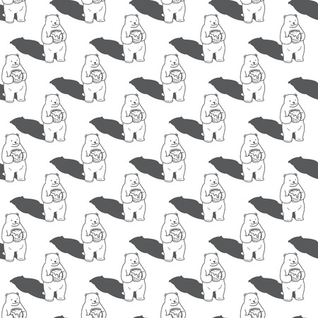 Polar bear seamless pattern vector honey wallpaper background.のイラスト素材