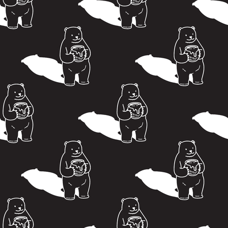 Polar bear vector seamless pattern isolated wallpaper background black.のイラスト素材