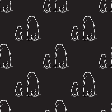 Bear polar bear Seamless Pattern vector dad son isolated wallpaper background blackのイラスト素材