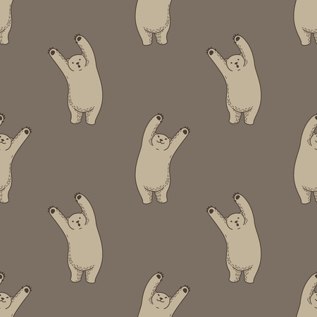 Bear polar bear Seamless Pattern vector Hand up isolated wallpaper background brownのイラスト素材