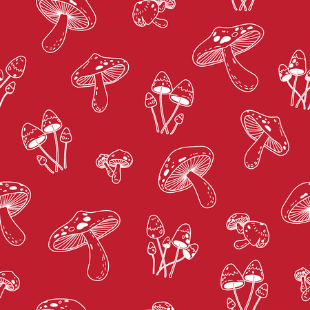 Seamless Pattern mushroom vector wallpaper background isolated redのイラスト素材