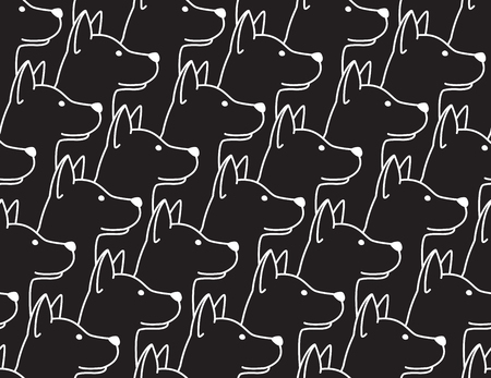 Dog Seamless Pattern vector puppy french bulldog wallpaper background isolated blackのイラスト素材