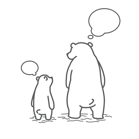 bear polar bear vector illustration cartoon character speech bubbleのイラスト素材