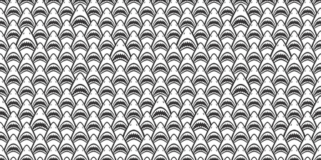 Shark Seamless Pattern fin dolphin whale vector isolated wallpaper background white