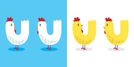 Chicken rooster hen vector illustration character iconのイラスト素材