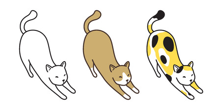 Cat neko calico Vector icon doodle illustrationのイラスト素材