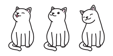cat calico kitten vector character illustration icon cartoon doodleのイラスト素材