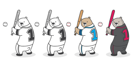 Bear Polar Bear vector baseball sport illustration cartoon characterのイラスト素材