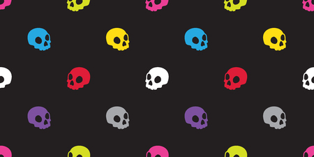 Skull seamless pattern Halloween isolated bone skeleton Ghost icon colorful pop art wallpaper backgroundのイラスト素材