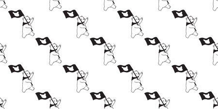 bear Polar bear Seamless Pattern flag isolated doodle Vector wallpaper background whiteのイラスト素材