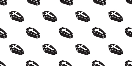 coffin seamless pattern Christ cross vector Halloween isolated wallpaper backgroundのイラスト素材