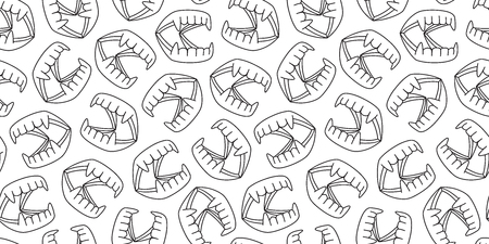 Halloween seamless pattern Dracula vector teeth isolated wallpaper background whiteのイラスト素材