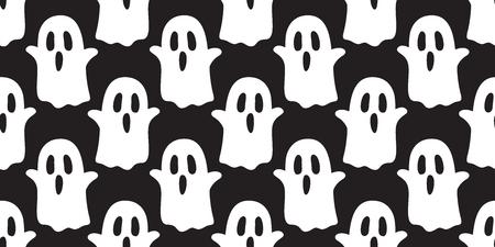 Ghost seamless pattern vector Halloween isolated spooky cartoon wallpaper background blackのイラスト素材
