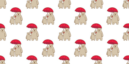 bear seamless pattern vector Polar bear panda umbrella raining isolated background wallpaperのイラスト素材