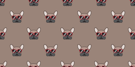 dog seamless pattern vector french bulldog isolated red sunglasses glasses wallpaper background illustration brownのイラスト素材