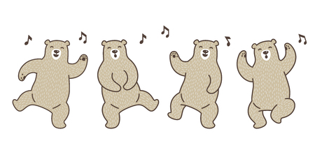 Bear vector Polar Bear dance sing a song doodle illustration character cartoonのイラスト素材