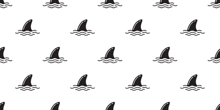 Shark fin seamless pattern vector dolphin whale isolated wallpaper background doodleのイラスト素材
