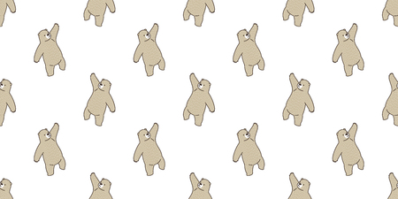 Bear seamless pattern vector polar bear panda isolated teddy wallpaper background brownのイラスト素材