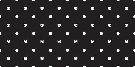 Cat Seamless Pattern vector kitten polka dot isolated wallpaper backgroundのイラスト素材
