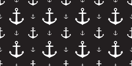 Anchor Seamless Pattern vector maritime Nautical sea ocean boat isolated repeat background wallpaper blackのイラスト素材