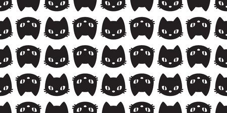 cat seamless Pattern vector kitten head Halloween isolated wallpaper cartoon backgroundのイラスト素材