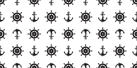 anchor seamless pattern helm vector maritime nautical boat sea ocean isolated background repeat wallpaperのイラスト素材