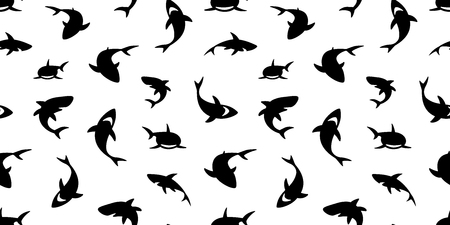 shark seamless pattern vector fish dolphin whale ocean wave island isolated wallpaper repeat backgroundのイラスト素材