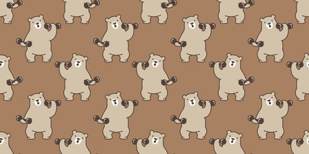 bear seamless pattern polar bear vector panda teddy weight training gym sport isolated repeat background wallpaper brownのイラスト素材